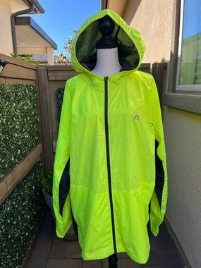 Russell Athletic High-Visibility Yellow Hooded Windbreaker with Black Panels